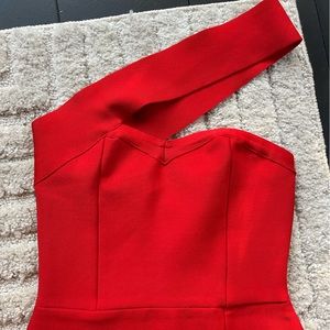 Red One Shoulder Bandage Stretch Dress